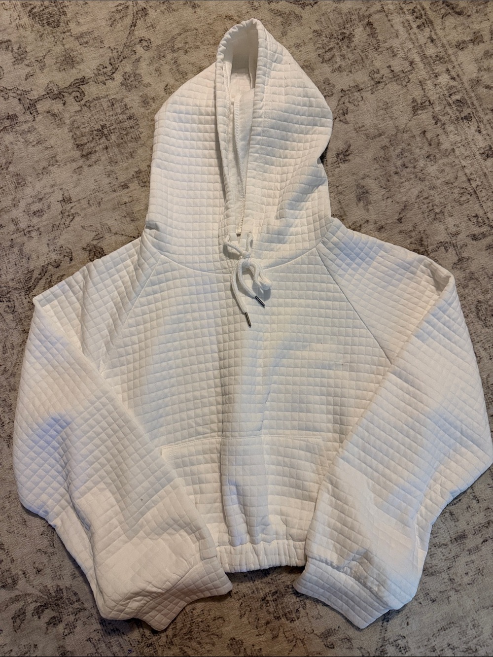 SHEIN White Quilted Hooded Pullover